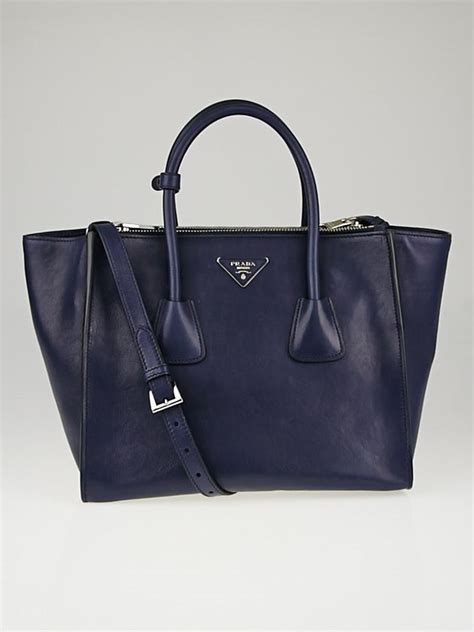 prada bn2619|PRADA Glace Calf Twin Pocket Tote Marine.